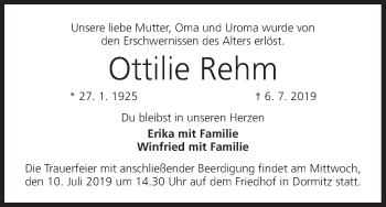 Anzeige von Ottilie Rehm von MGO