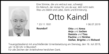 Anzeige von Otto Kaindl von MGO