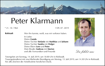 Anzeige von Peter Klarmann von MGO