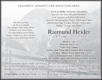 Anzeige von Raimund Heider von MGO