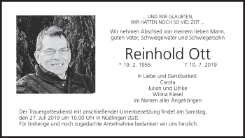 Anzeige von Reinhold Ott von MGO