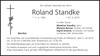 Anzeige von Roland Standke von MGO