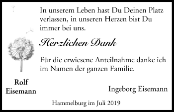 Anzeige von Rolf Eisemann von MGO