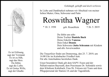 Anzeige von Roswitha Wagner von MGO