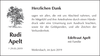 Anzeige von Rudi Apelt von MGO