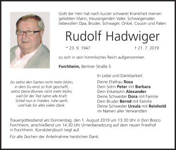 Anzeige von Rudolf Hadwiger von MGO
