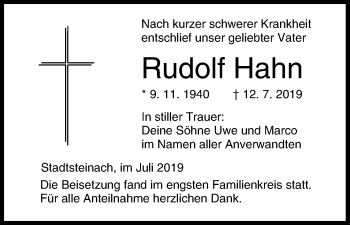 Anzeige von Rudolf Hahn von MGO