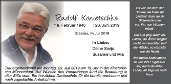 Anzeige von Rudolf Konietschke von MGO