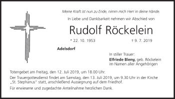 Anzeige von Rudolf Röckelein von MGO