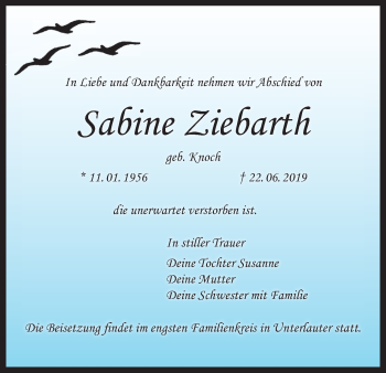 Anzeige von Sabine Ziebarth von MGO