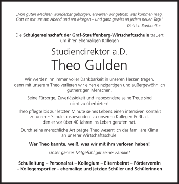 Anzeige von Theo Gulden von MGO
