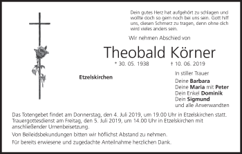 Anzeige von Theobald Körner von MGO