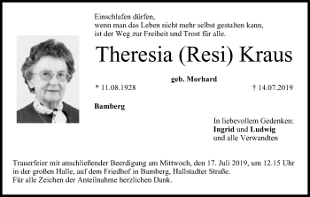 Anzeige von Theresia Kraus von MGO