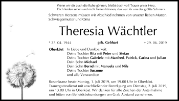 Anzeige von Theresia Wächtler von MGO