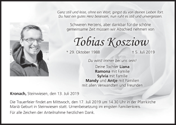 Anzeige von Tobias Kosziow von MGO