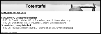 Anzeige von Totentafel vom 10.07.2019 von MGO