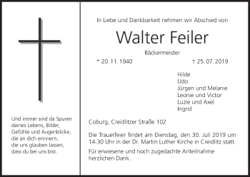 Anzeige von Walter Feiler von MGO