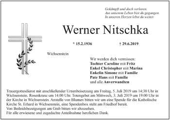 Anzeige von Werner Nitschka von MGO