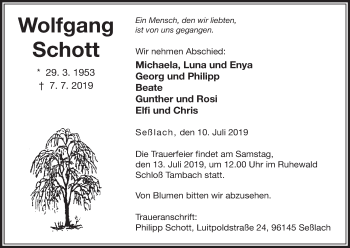 Anzeige von Wolfgang Schott von MGO