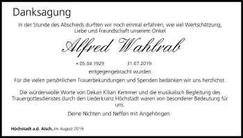 Anzeige von Alfred Wahlrab von MGO