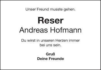 Anzeige von Andreas Hofmann von MGO
