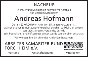 Anzeige von Andreas Hofmann von MGO