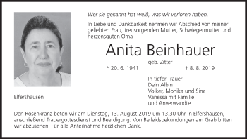 Anzeige von Anita Beinhauer von MGO