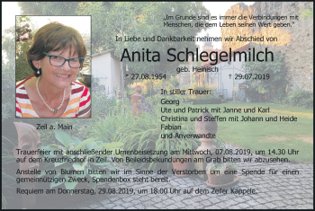 Anzeige von Anita Schlegelmilch von MGO
