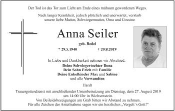 Anzeige von Anna Seiler von MGO