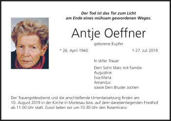 Anzeige von Antje Oeffner von MGO