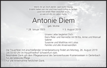 Anzeige von Antonie Diem von MGO