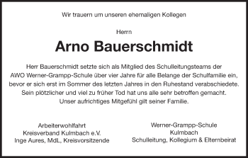 Anzeige von Arno Bauerschmidt von MGO