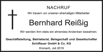 Anzeige von Bernhard Reißig von MGO