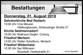 Anzeige von Bestattungen vom 01.08.2019 von MGO
