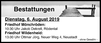 Anzeige von Bestattungen vom 06.08.2019 von MGO