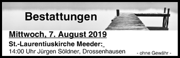 Anzeige von Bestattungen vom 07.08.2019 von MGO