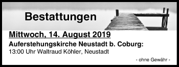 Anzeige von Bestattungen vom 14.08.2019 von MGO