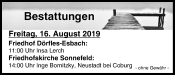 Anzeige von Bestattungen vom 16.08.2019 von MGO