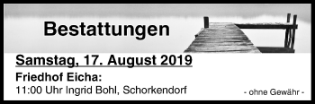 Anzeige von Bestattungen vom 17.08.2019 von MGO