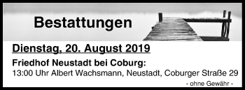 Anzeige von Bestattungen vom 20.08.2019 von MGO