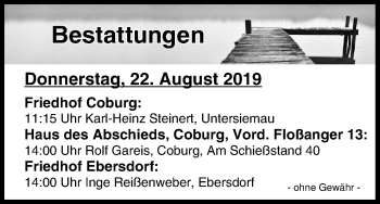 Anzeige von Bestattungen vom 22.08.2019 von MGO
