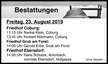 Anzeige von Bestattungen vom 23.08.2019 von MGO