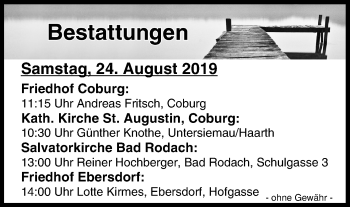 Anzeige von Bestattungen vom 24.08.2019 von MGO