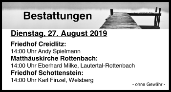 Anzeige von Bestattungen vom 27.08.2019 von MGO