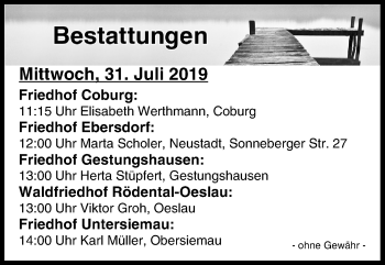 Anzeige von Bestattungen vom 31.07.2019 von MGO