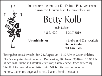 Anzeige von Betty Kolb von MGO
