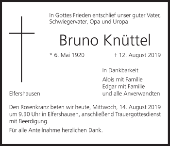 Anzeige von Bruno Knüttel von MGO