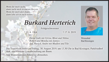 Anzeige von Burkhard Herterich von MGO