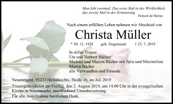 Anzeige von Christa Müller von MGO