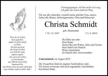 Anzeige von Christa Schmidt von MGO
